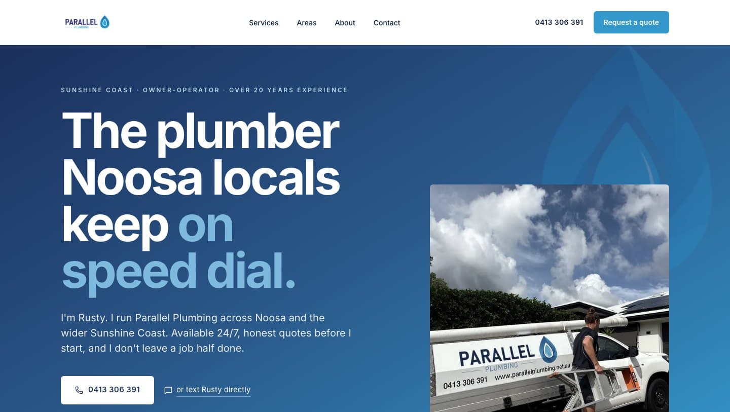 Parallel Plumbing website by Brightwork